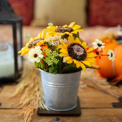 8" Tall SUNFLOWERS MIX IN TIN