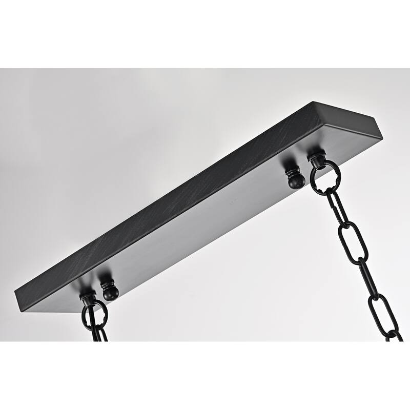 Antique Black 4-Light Linear Kitchen Island Lighting with Amber Glass Shades