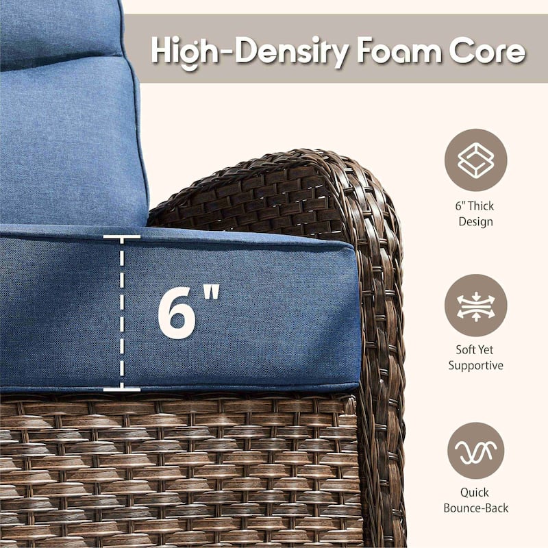 Meyreso 3-Piece Wicker Patio Swivel Glider Chairs with 6-Inch Thick Cushions and Side Table