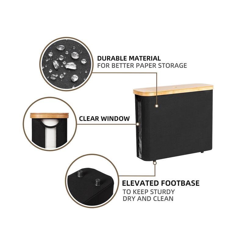 Freestanding Toilet Paper Holder for 9 Mega Rolls, Bathroom Storage Basket With Side Window - 17.5"L x 6"W x 13.75"H