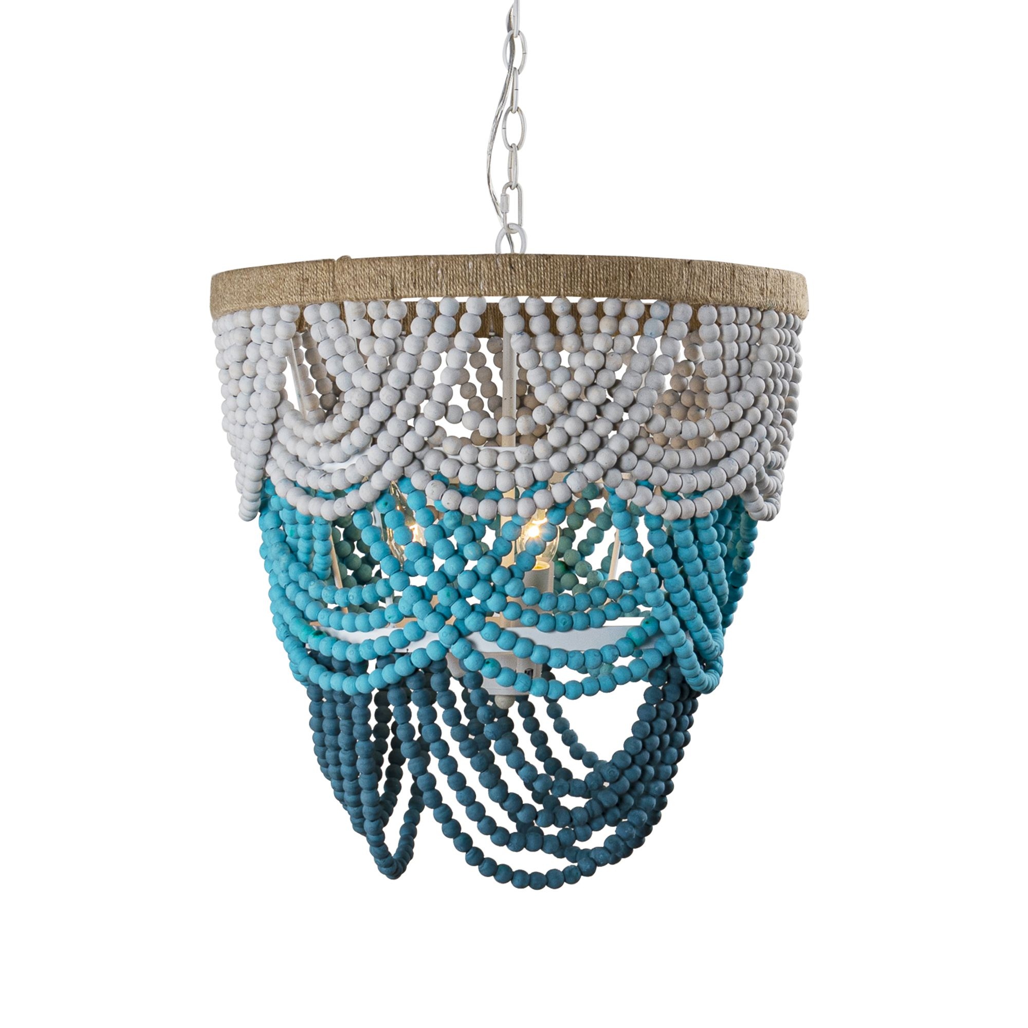 Blue beaded chandelier top