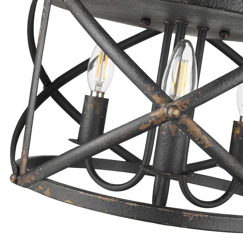 Golden Lighting 0890-FM Alcott 3 Light 15" Wide Flush Mount Drum