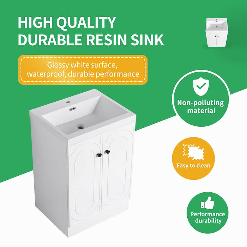 BNK 24/30/36 inch Freestanding Single Sink Bathroom Vanity with Soft Close Door and Adjustable Shelf