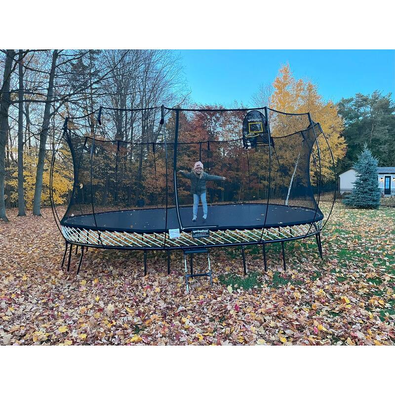 Springfree Trampoline 12' x 19' Oval Trampoline w/Basketball FlexrHoop Accessory - 323