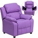 preview thumbnail 59 of 106, Deluxe Padded Contemporary Kids Recliner with Storage Arms Lavender Vinyl