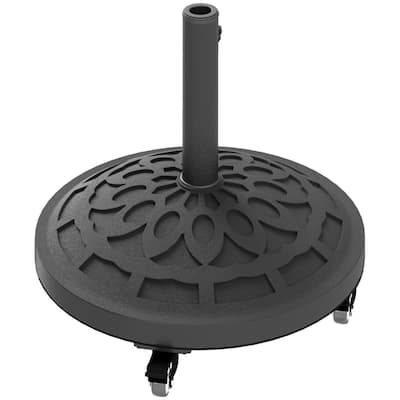 Outsunny Black Resin-Concrete Mobile Umbrella Base with Wheels Umbrellas, 46 lbs