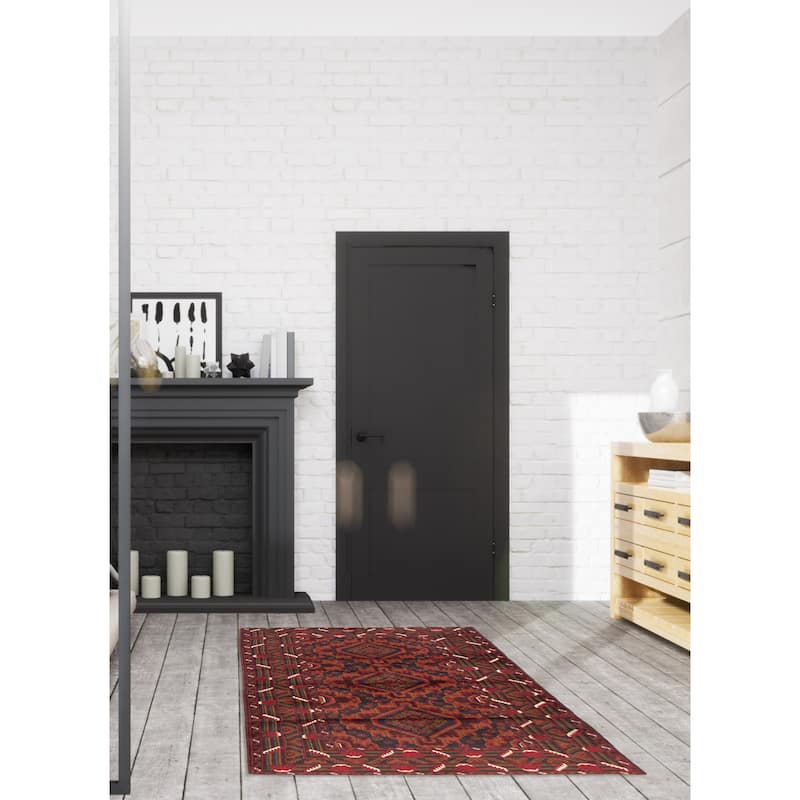 Teimani Red Rug 3'11" x 6'4" - 3'11 x 6'4