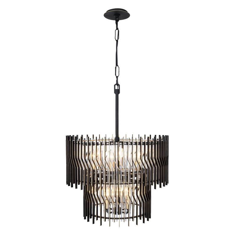 Varaluz Park Row 2-Tier Chandelier - Matte Black/French Gold