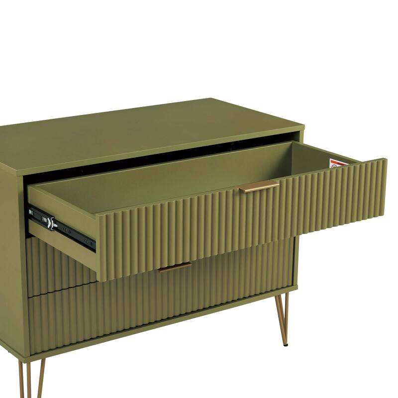 Manhattan Comfort 2-Piece Dumbo Modern Standard 3-Drawer Dresse 2.0 Nightstand Set