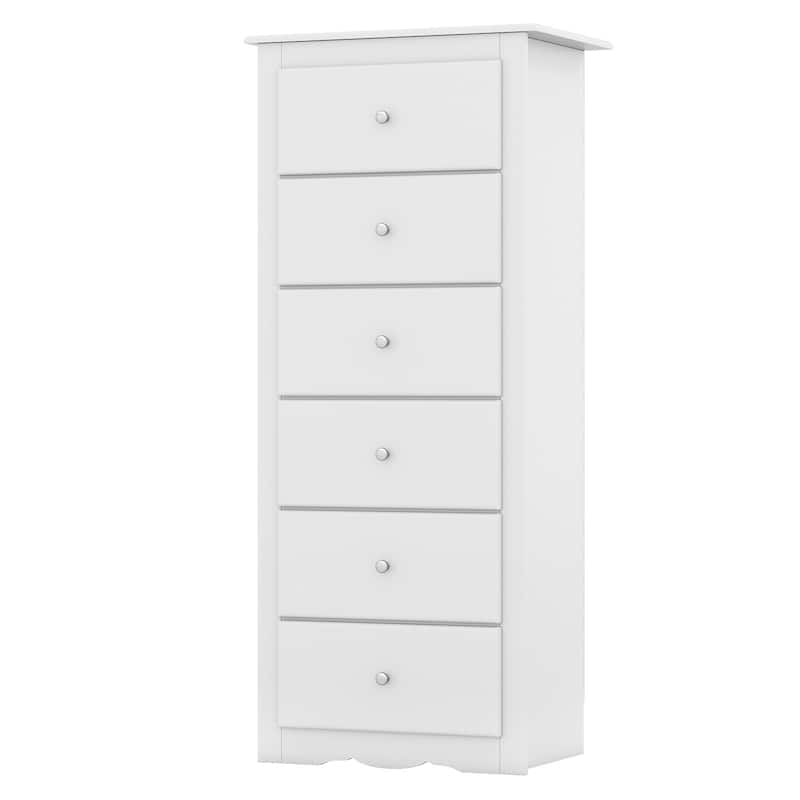 Gymax 6 Drawer Dresser Tall Wooden Chest of Drawers w/ Metal Drawer