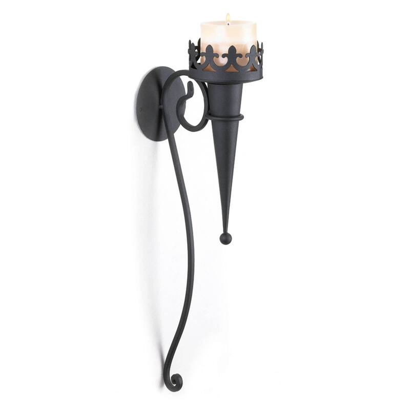 Gothic Candle Wall Sconce - 18.75" - Black