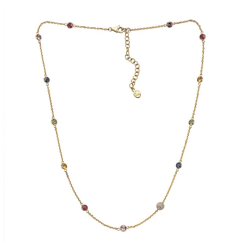 EFFY 14K Gold Diamond Multi Sapphire Station Necklace
