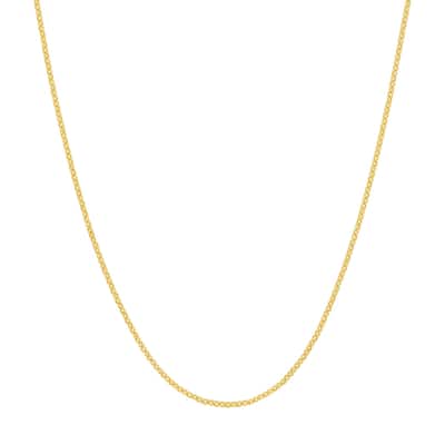 Curata 18k Yellow Gold 0.7mm Cable Chain Necklace (Lobster)
