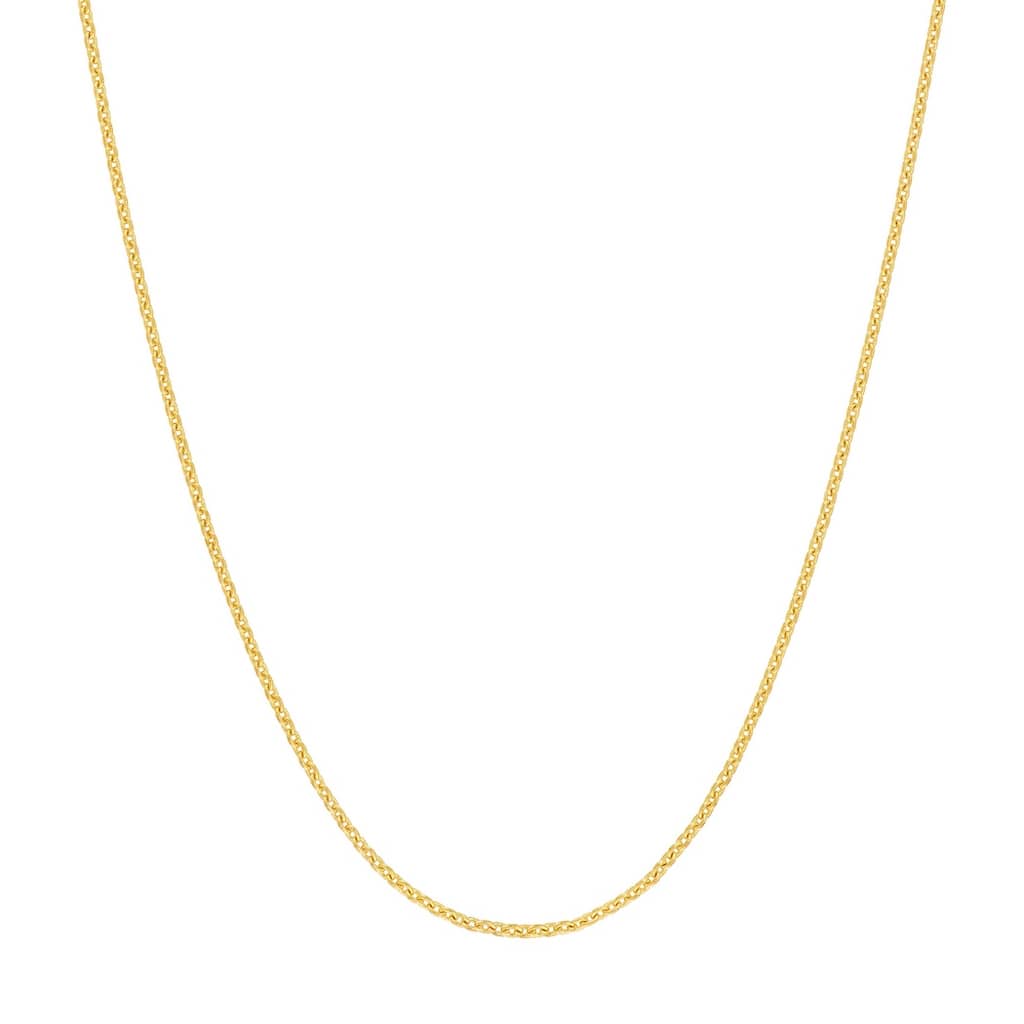 Curata 18k Yellow Gold 0.7mm Cable Chain Necklace (Lobster)