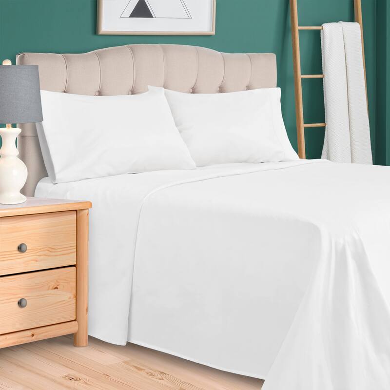 Egyptian Cotton 300 Thread Count Solid Bed Sheet Set by Superior - California King - White
