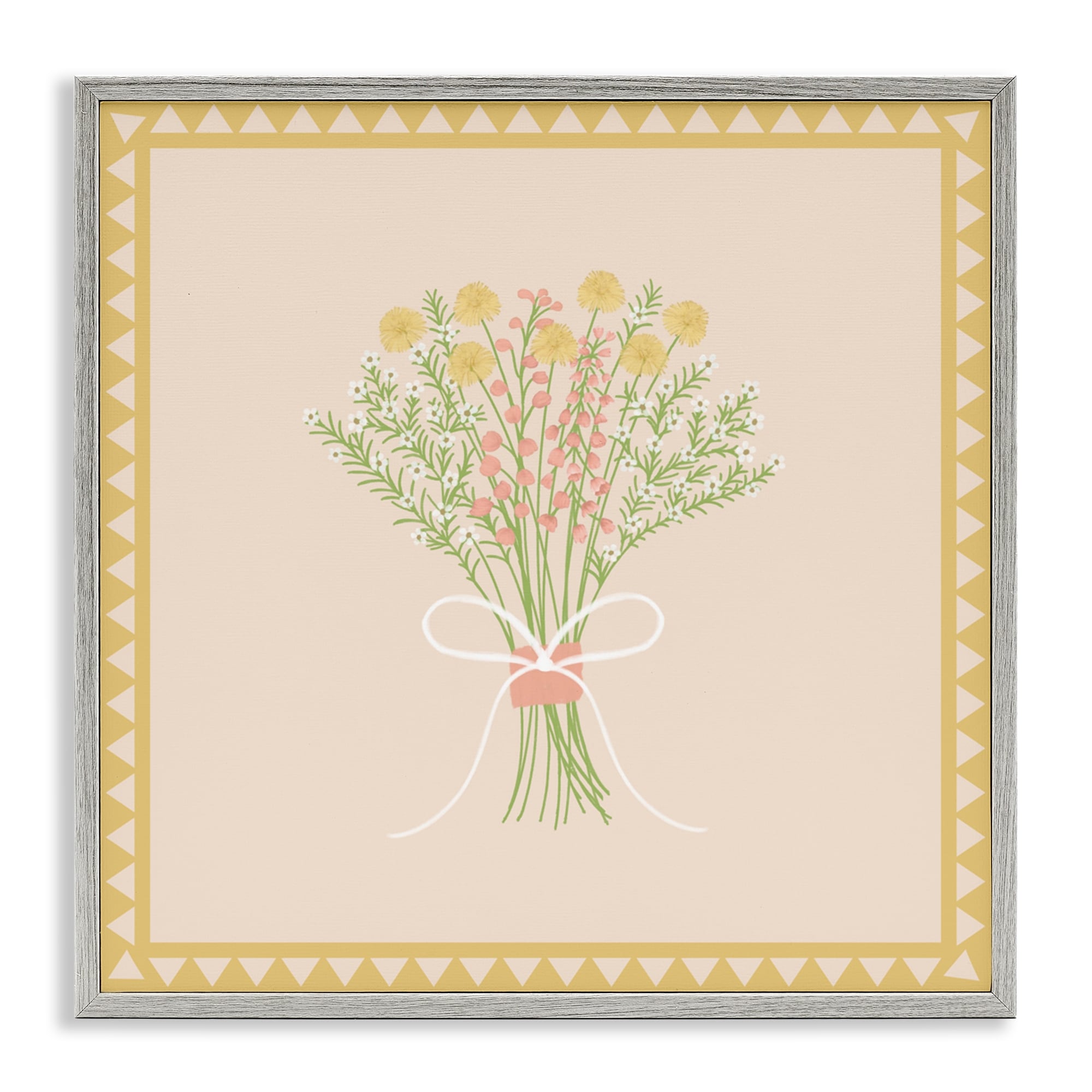 Stupell Yellow Bordered Spring Bouquet Framed Giclee Art Design By Adrienne Morris