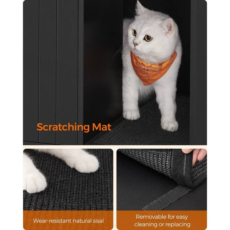 Wooden Enclosed Cat Litter Box Cabinet with Storage and Ventilation