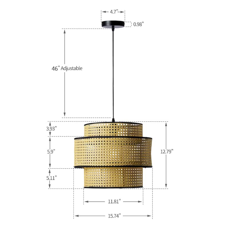 "Contemporary Bamboo Basket Pendant Light"/Woven Lighting/Rattan natural/Wicker Handmade/Cane ceiling Light
