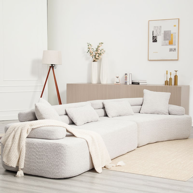 Frameless Sofa with Sponge Construction, ARC Armrests, No Assembly Required