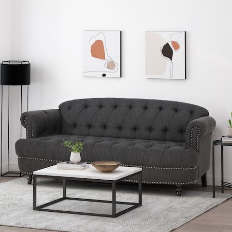 Chouteau Deep Tufted Sofa with Nailhead Trim by Christopher Knight Home