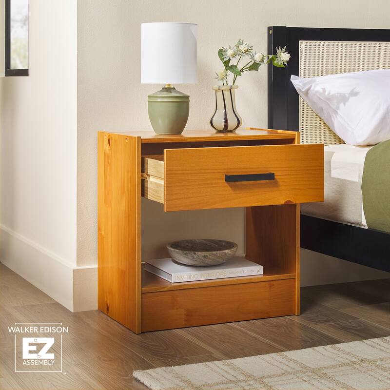 Walker Edison Modern Easy Assembly 1-Drawer Solid Wood Nightstand