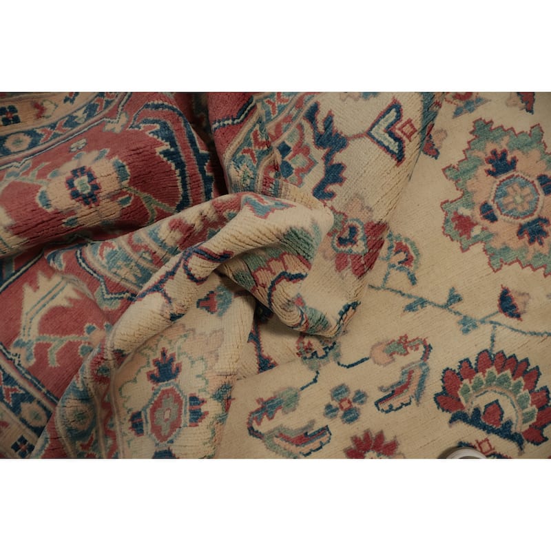 Hand Knotted Oriental 100% Wool Carpet Traditional Floral Beige & Ivories Kazak Area Rug - 11' 11'' X 8' 10''