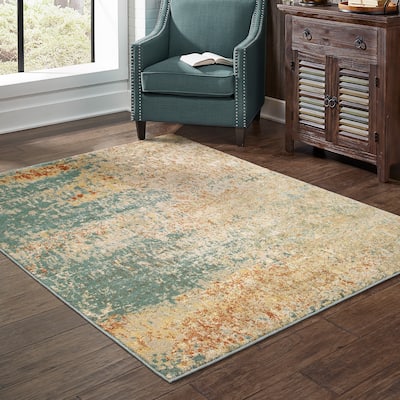 Style Haven Jelsa Distressed Abstract Teal/ Orange Area Rug