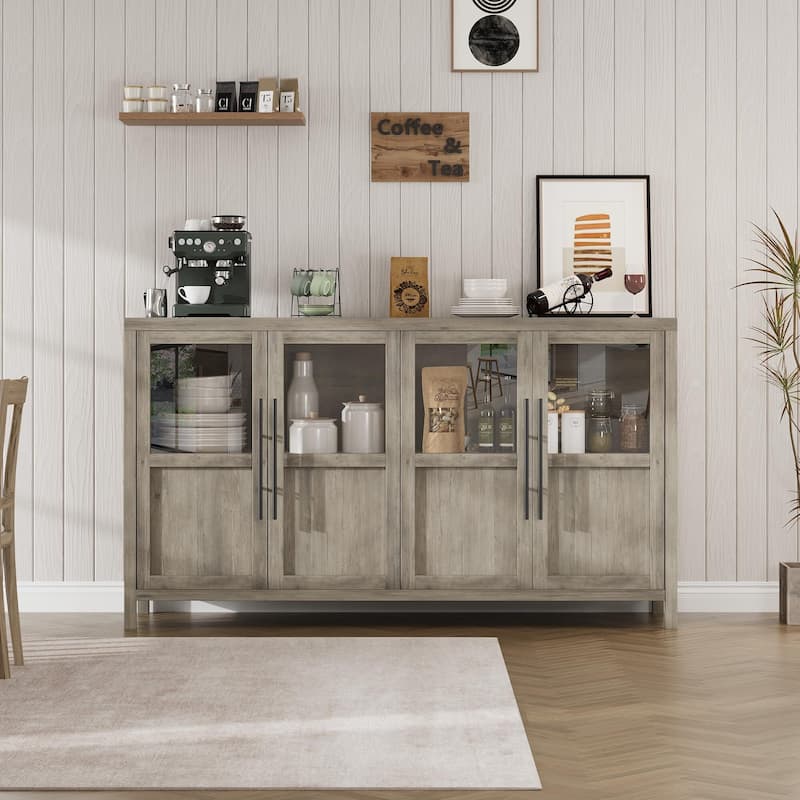 Large Buffet Cabinet with Storage, Sideboard Buffet Cabinet with Glass Doors