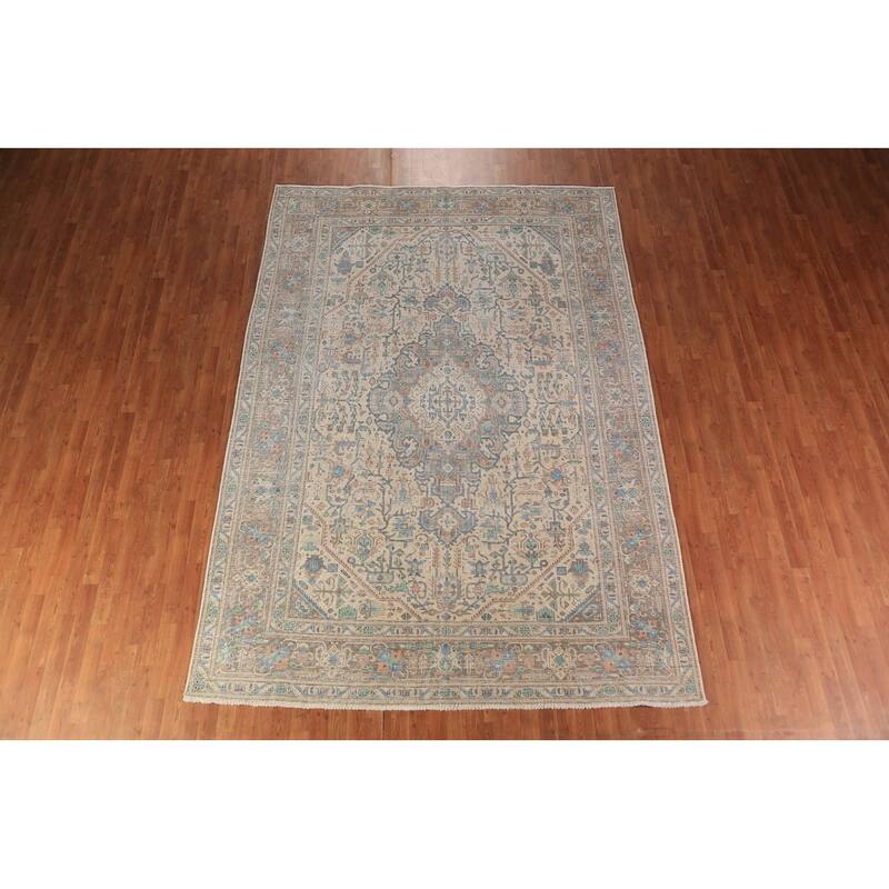 Geometric Tabriz Persian Area Rug Handmade Traditional Wool Carpet - 7'10"x 11'1"