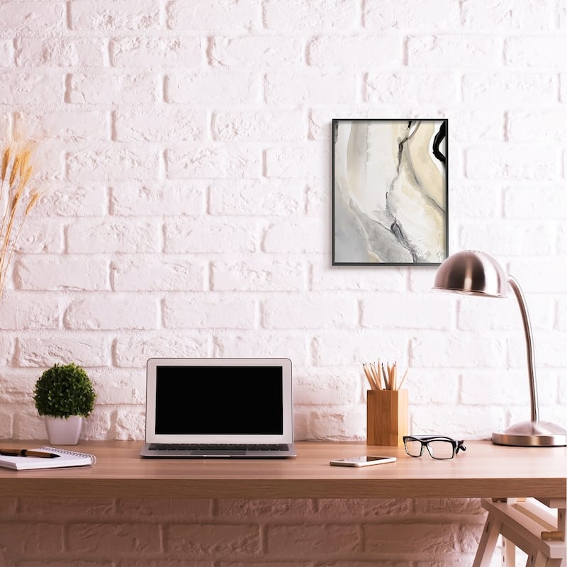 Stupell Abstract Paint Strokes Fluid Beige Movement Framed Giclee Texturized Art by Lanie Loreth