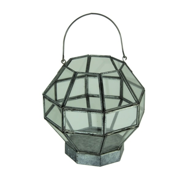 Metal and Glass Octagon Shape Candle Lantern - 8 X 7.5 X 7.5 inches