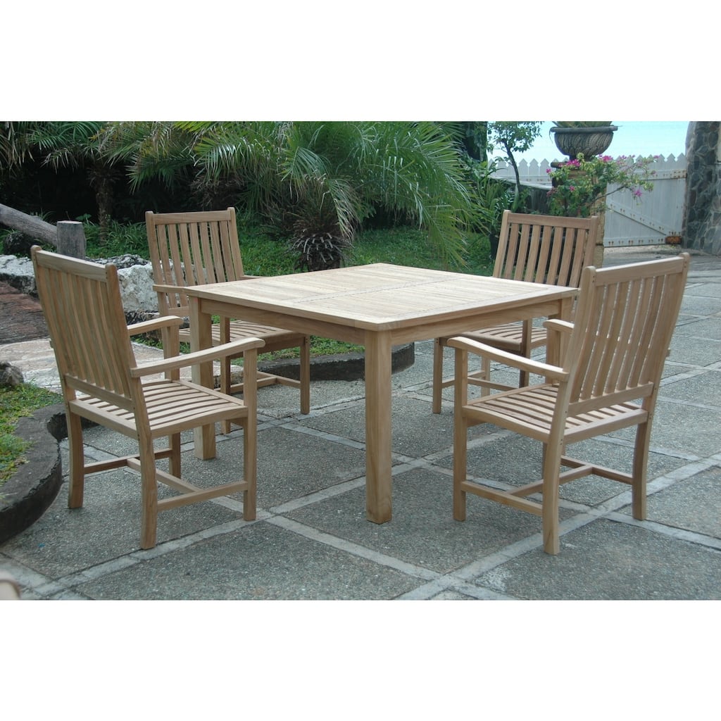 Outdoor Dining Set 5 Piece Teak Patio Table Set Weather Resistant