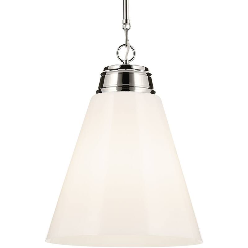 Kichler 52662 Marsailli 16" Wide Pendant with Glossy White Opal Glass - Polished Nickel