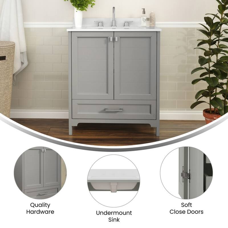 Bathroom Vanity with Undermount Sink, Cabinet, and Drawer