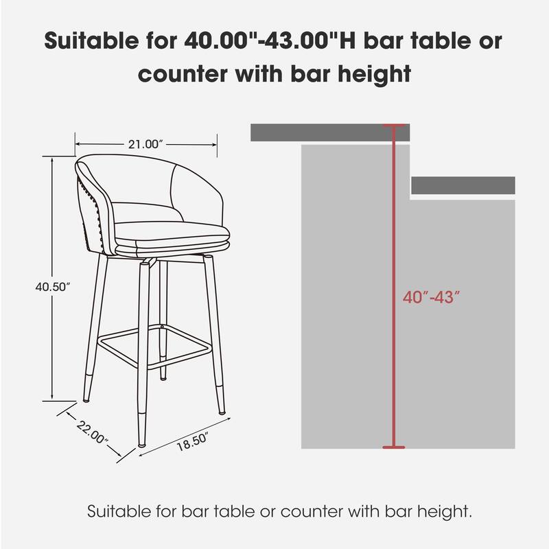 Glitzhome Set of 4 PU Leather Upholstered Swivel Counter or Bar Stools Pub/ Bar Chairs