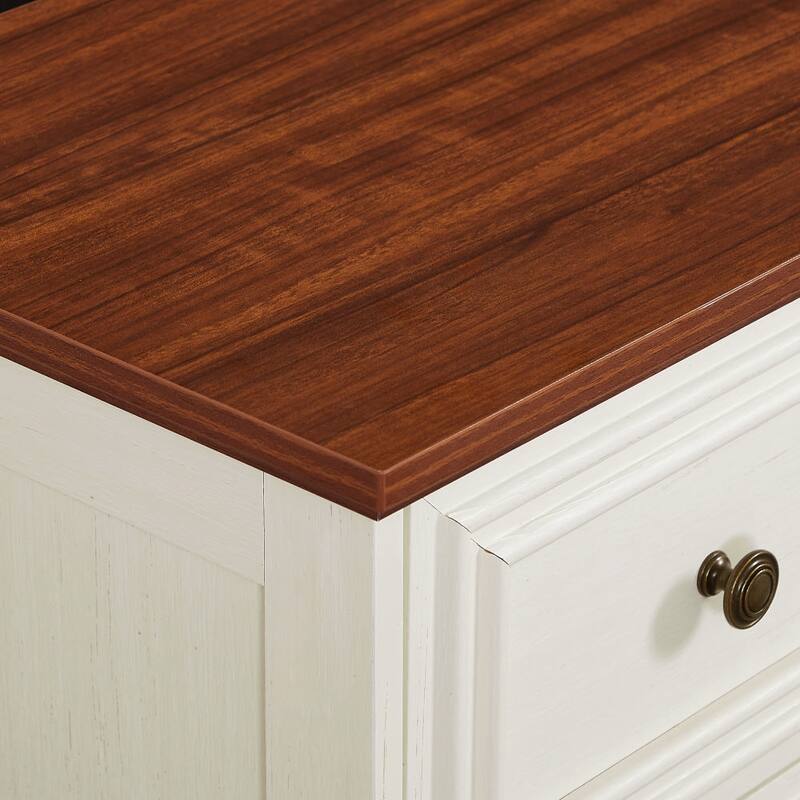 7 Drawers Dresser for Bedroom, Multi-functiona Wooden Storage Cabinet, Clothing Organizer with Roman Column Handles
