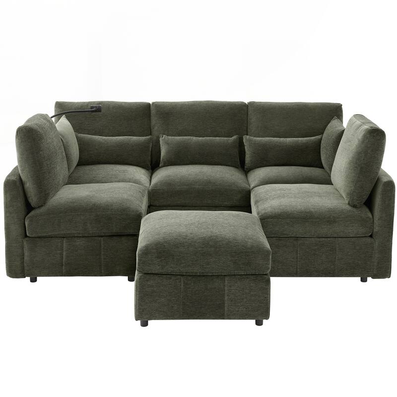 Modern Sectional Sofa Modular Sofa 85.4" U-shaped Sofa Couch Sofa Bed L-shaped Sofa with a Movable Ottoman