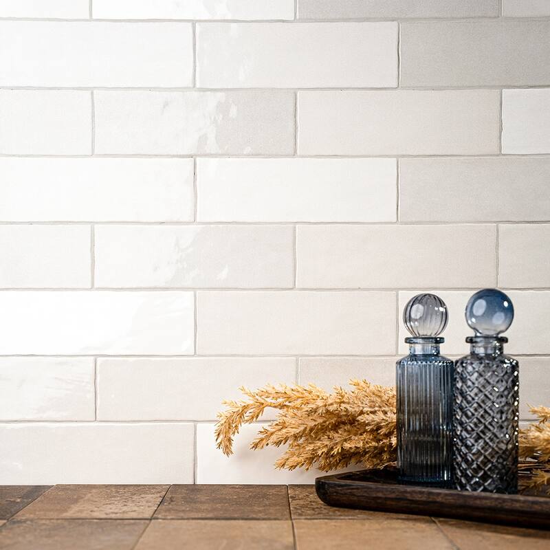 The Tile Life Zellige 2.5x8 Blanco Glossy Ceramic Subway Wall Tile