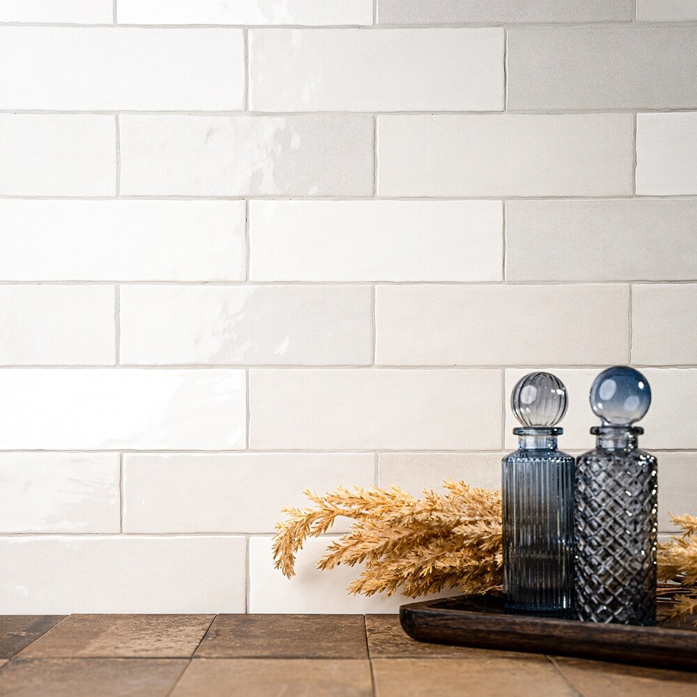 Zellige 2.5x8 Blanco Glossy Ceramic Subway Wall Tile - Overstock
