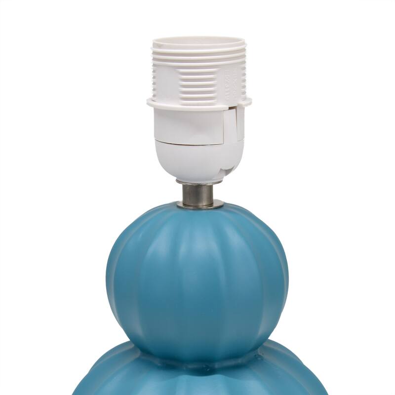 Double Gourd Ceramic Table Lamp with Fabric Shade - 6 x 6 x 13 in. (L x W x H)