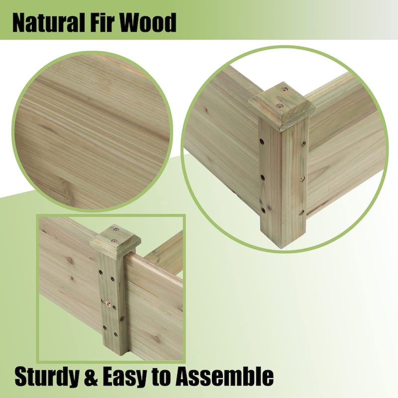 Natural Wood Outdoor Vegetable Flower Raised Garden Bed Planter - 8' x 2'