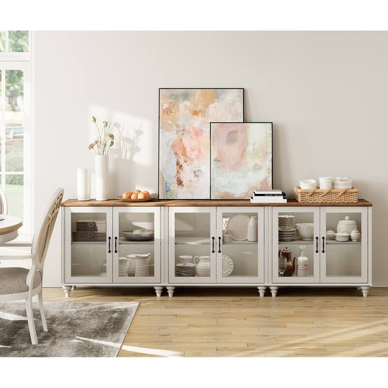 Kitchen Sideboard Buffet Cabinet, Glass Display Cabinet with Storage
