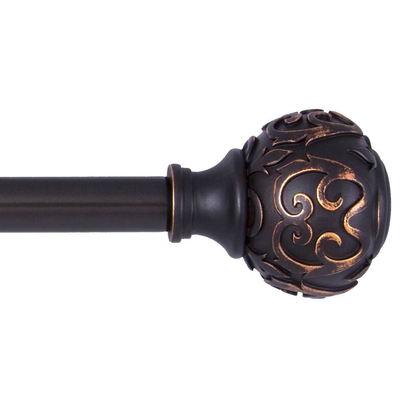 Kenney® Fast Fit™ Carey 5/8" Easy Install Decorative Window Curtain Rod, 36-66", Oil Rubbed Bronze - 36-66" - Oil Rubbed Bronze
