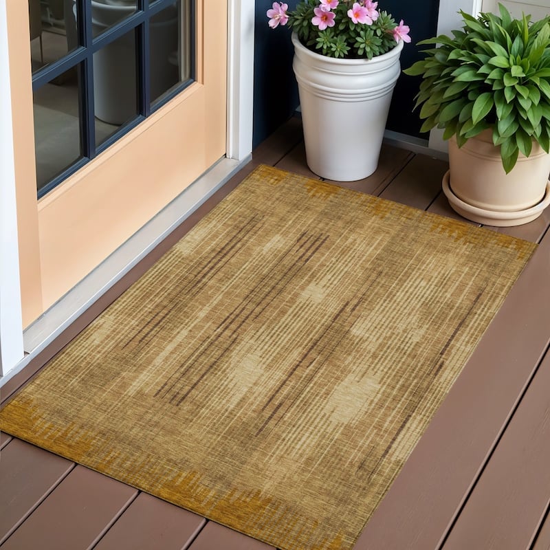 HomeRoots Striped Transitional Rectangle Outdoor Rug - 3' x 5'