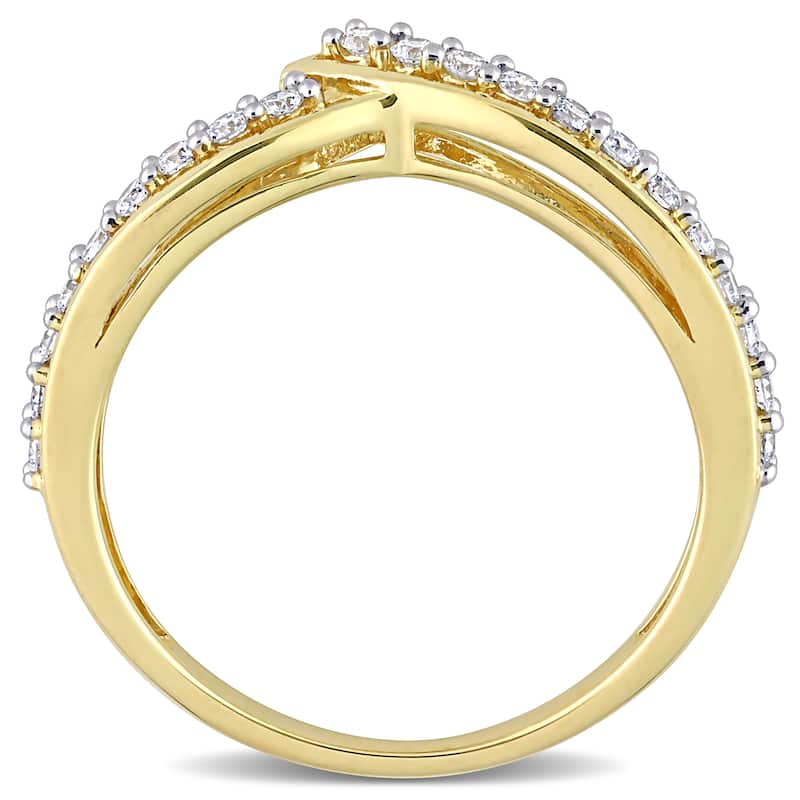 Miadora 1/3ct TDW Diamond Contour Stackable Wedding Band Ring in 10k Yellow Gold