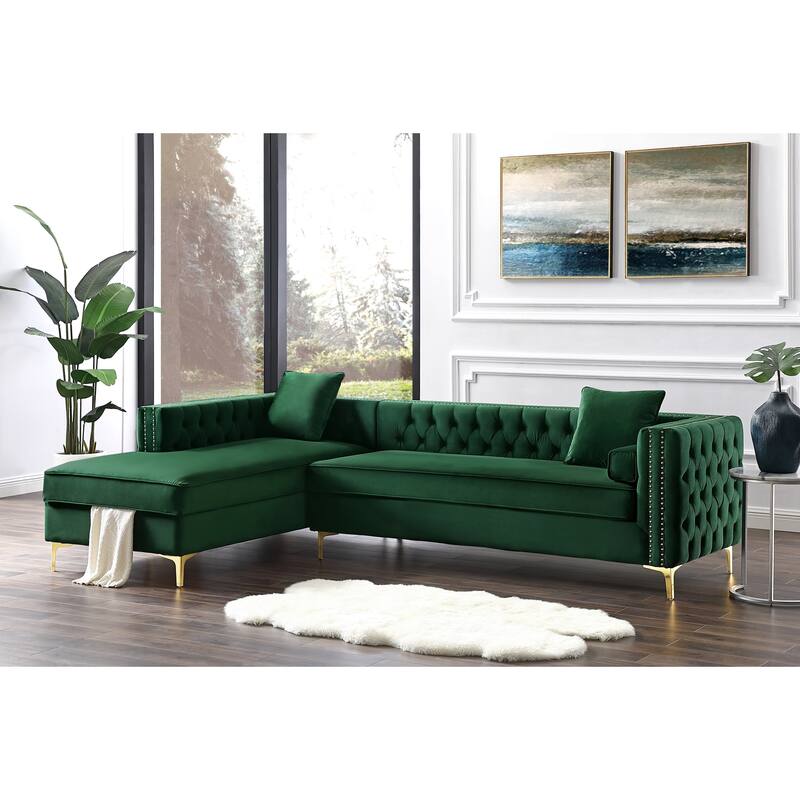 Dante Velvet Chaise Sectional Sofa
