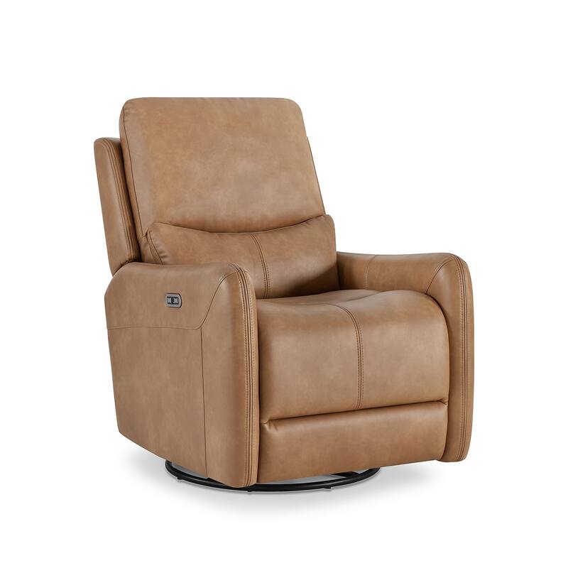 Dublin 30" Swivel Power Recliner Arm Chair Saddle Brown Faux Leather