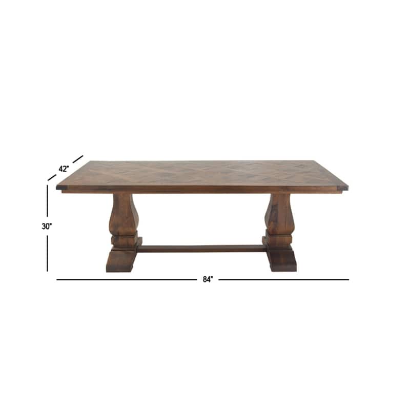 Mango Wood Dining Table with Parquet Inlay - Brown - Roche River Decor - 42"W x 84"L x 30"H