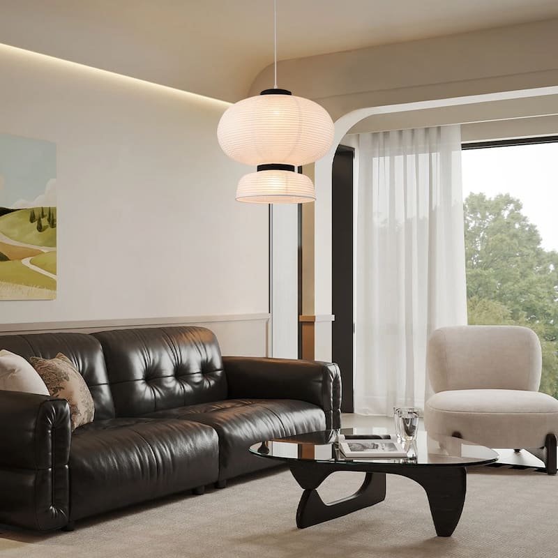 Modern White 1-Light Handmade Paper Lantern Pendant