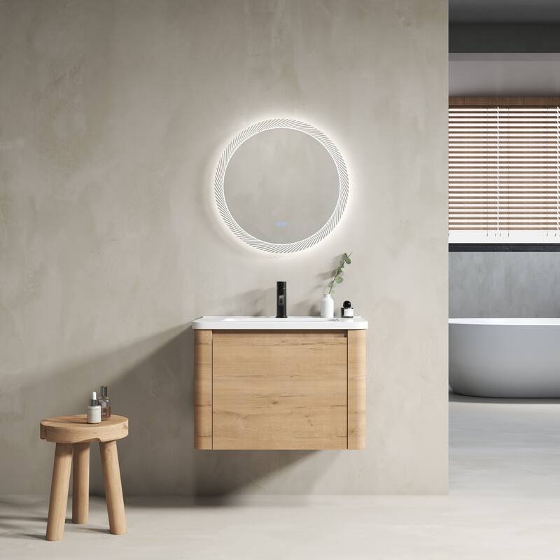 Floating Bathroom Vanity with Sink, Wall-Mounted Bathroom Storage Cabinet, Vanity Cabinet & Ceramic Sink Set